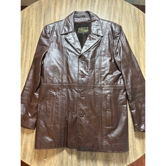 Vintage Harbour Park Men's 44 Leather Coat Blazer Jacket with Removable Lining - Picture 1 of 7